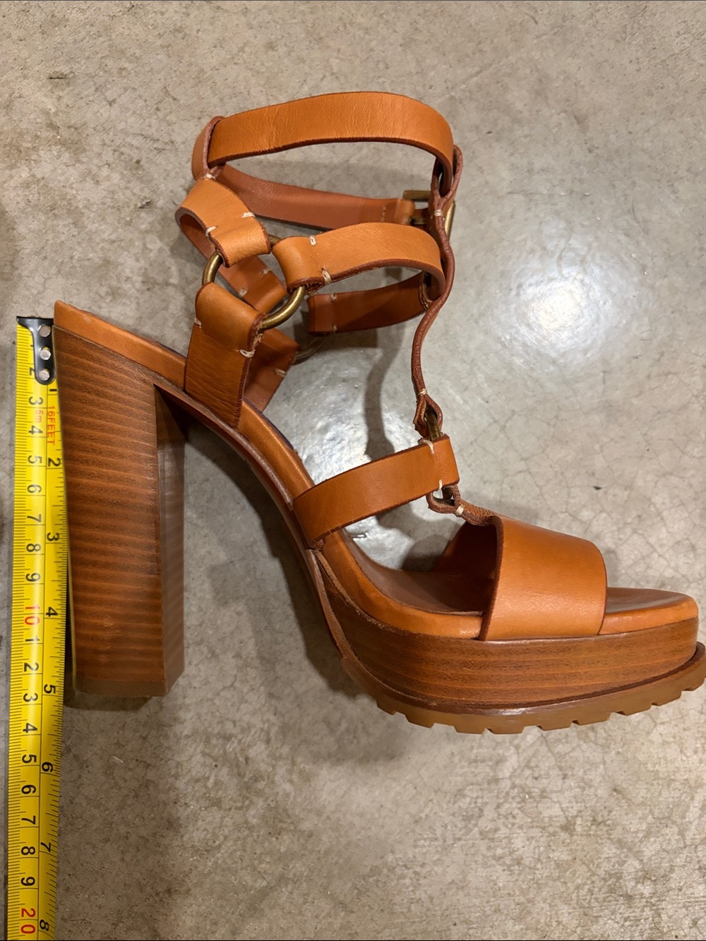Lauren Ralph Lauren Purple Label Leather Platform Heel Sandals - Picture 2 of 5
